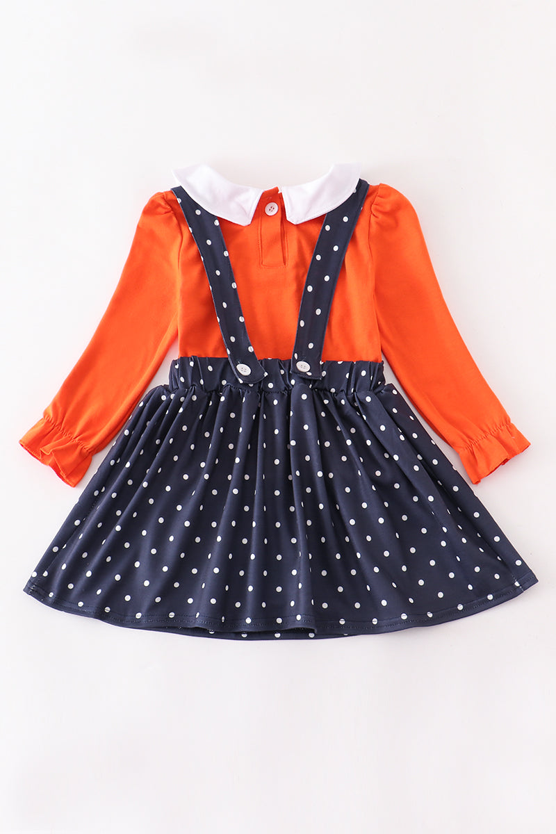 Orange witch applique dress suit