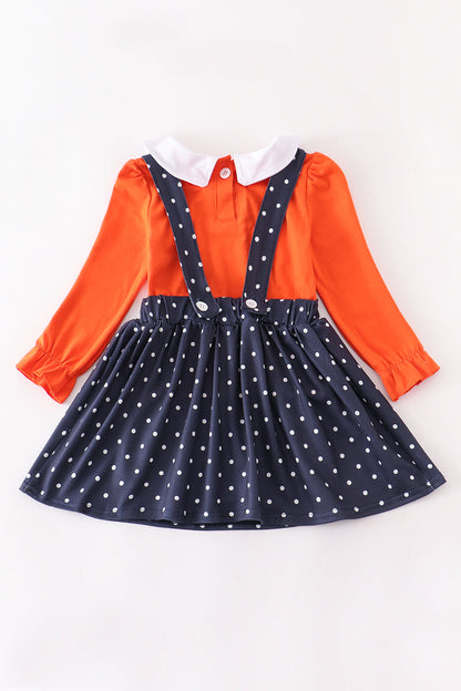 Orange witch applique dress suit