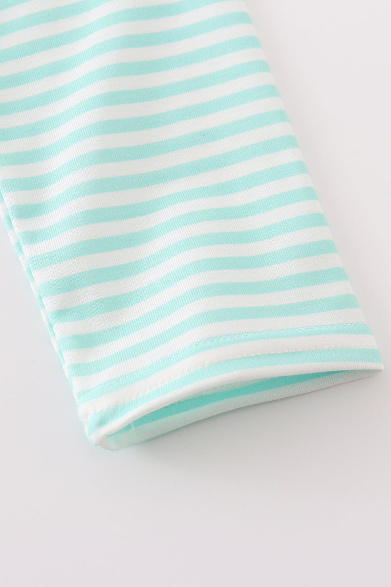 Truck and dog applique stripe boy top