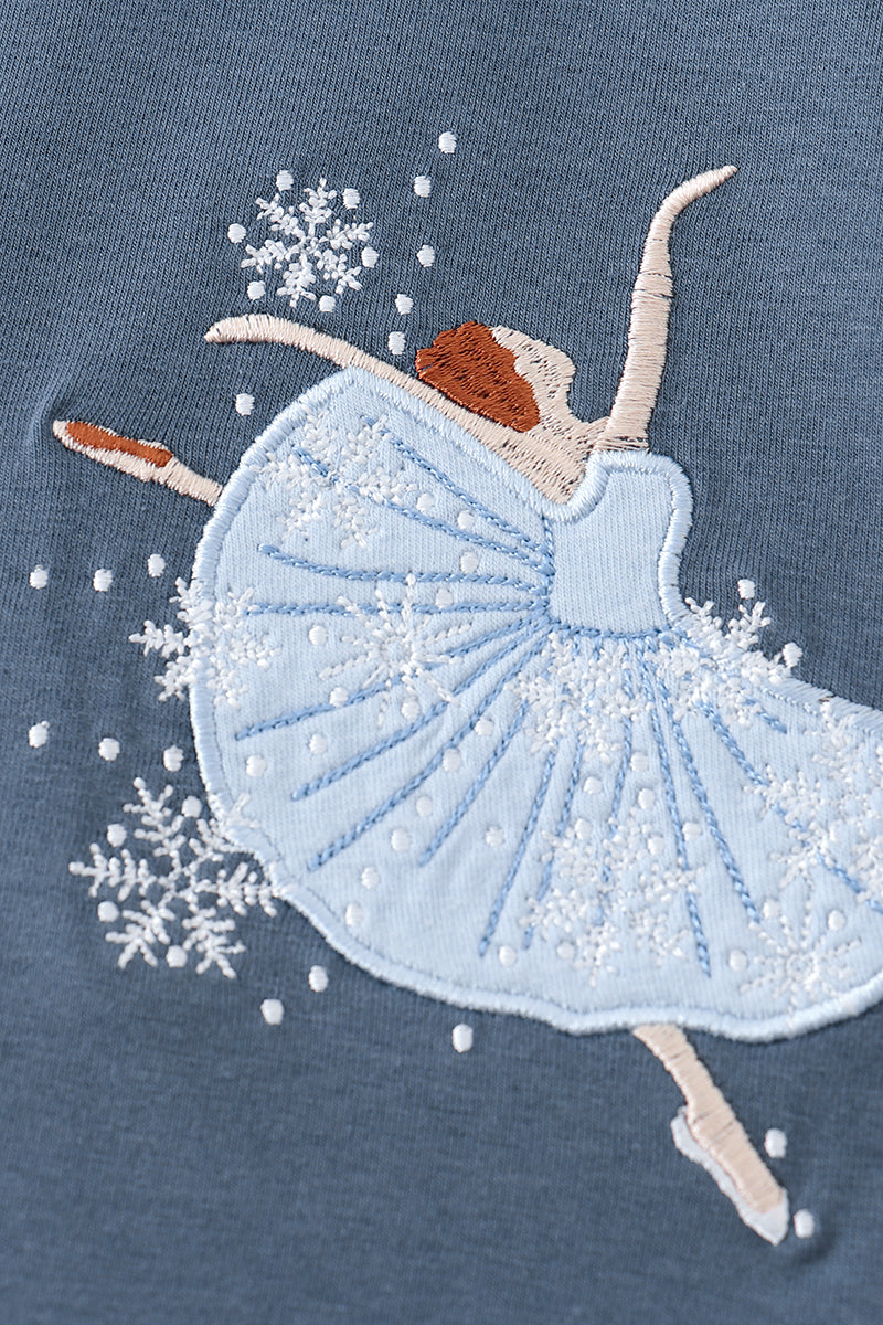 Navy ballerina applique ruffle dress