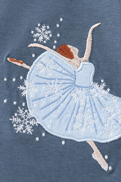 Navy ballerina applique ruffle dress
