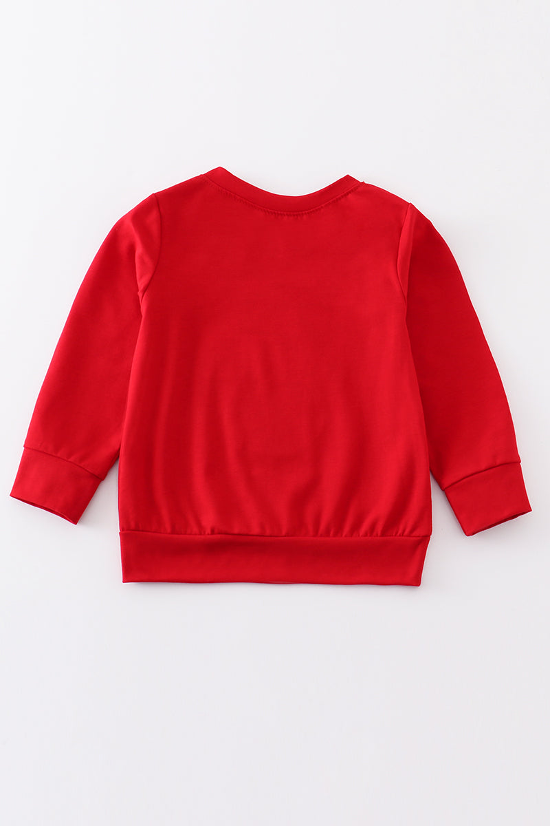 Red snowman applique top