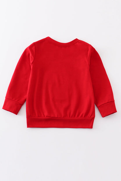 Red snowman applique top