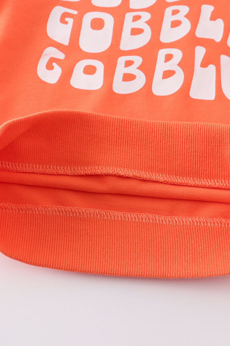 Orange gobble gobble gobble sweatshirt top