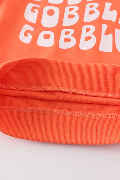 Orange gobble gobble gobble sweatshirt top