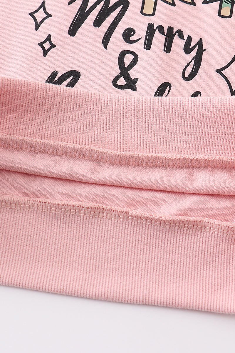 Pink christmas tree girl sweatshirt