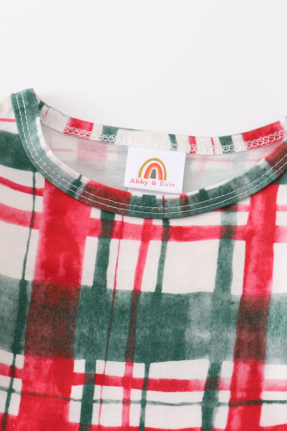Green plaid ruffle  bamboo baby onesie