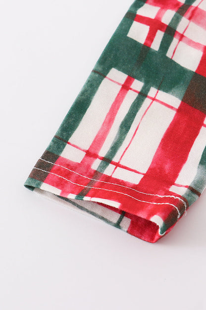 Green plaid ruffle  bamboo baby onesie