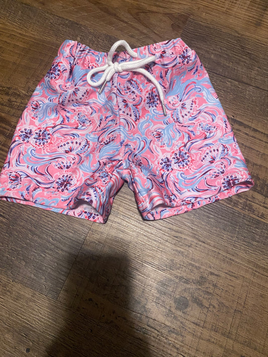 Pink & Blue Boy Swim Trunks