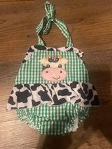 RTS COW APPLIQUE GIRLS SWIM 1PC