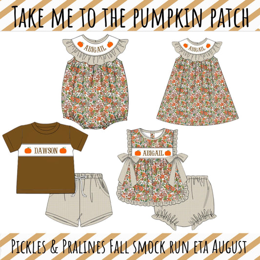 SMOCK PREORDER| TAKE ME TO THE PUMPKIN PATCH eta End of August