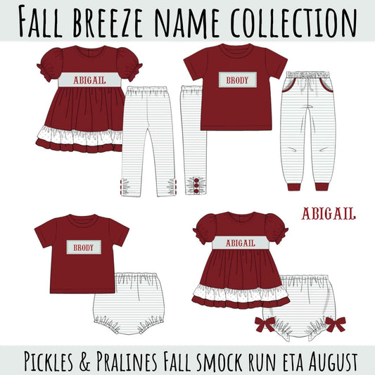SMOCK PREORDER| FALL BREEZE NAME SMOCKS eta End of August