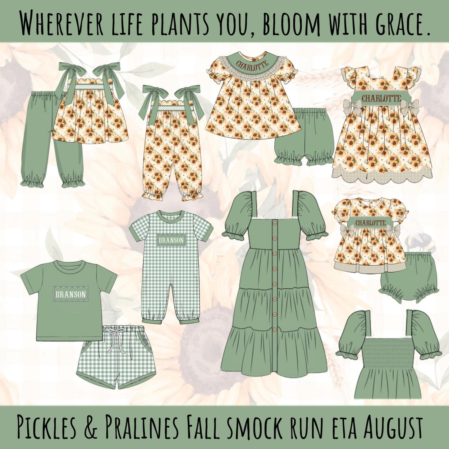 SMOCK PREORDER| MOM DRESS-  WHEREVER LIFE PLANTS YOU, BLOOM WITH GRACE eta End of August