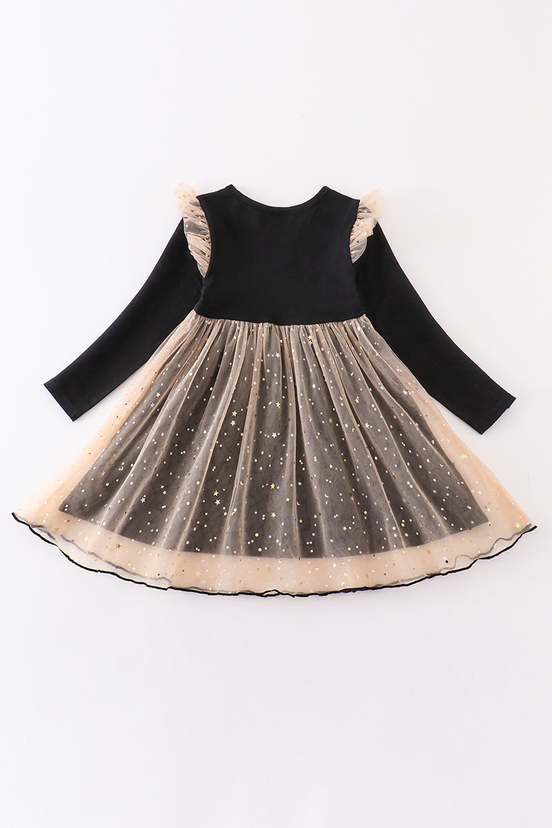 Premium Black happy new year ruffle dress