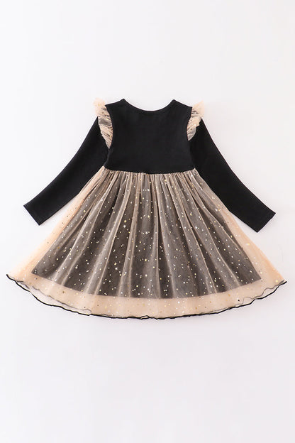 Premium Black happy new year ruffle dress
