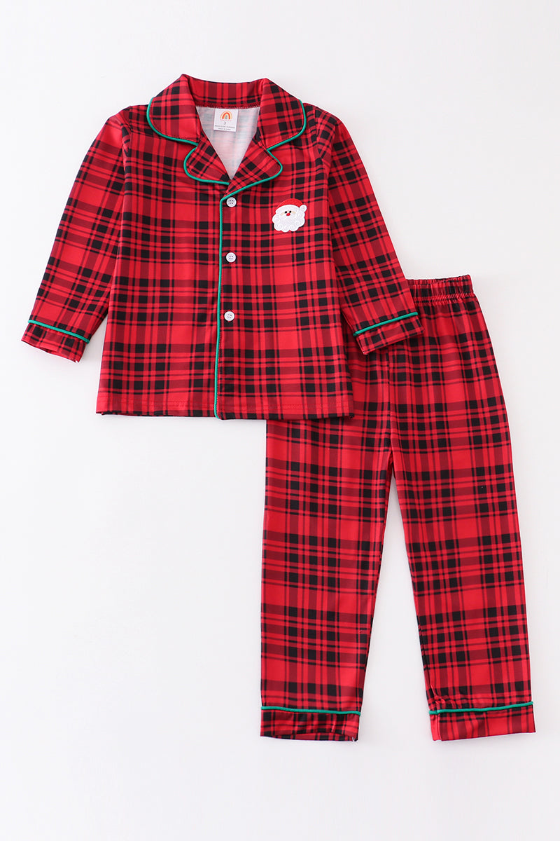 Premium Red plaid santa claus pajamas set