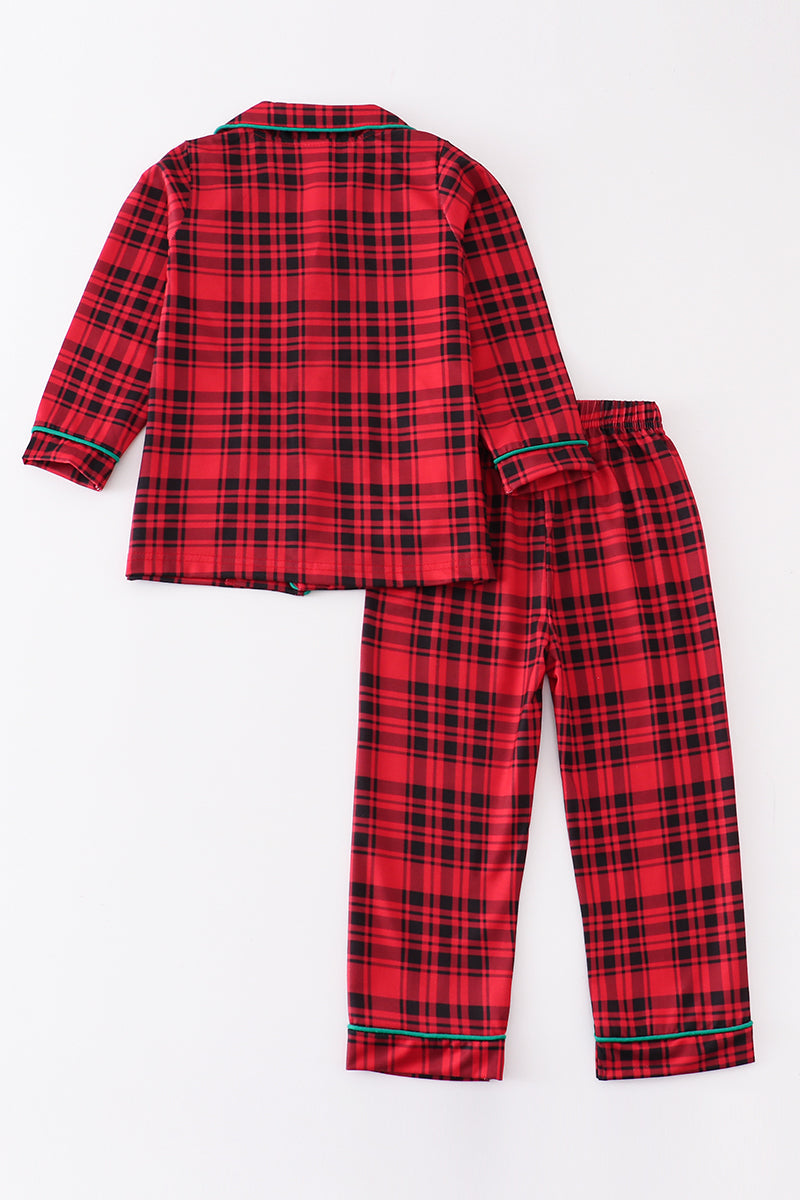 Premium Red plaid santa claus pajamas set