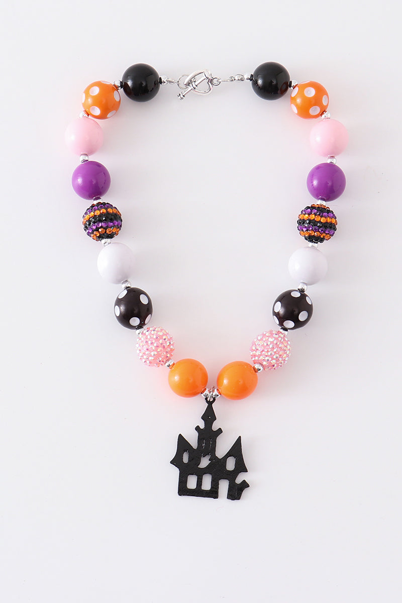 Halloween castle bubble chunky necklace