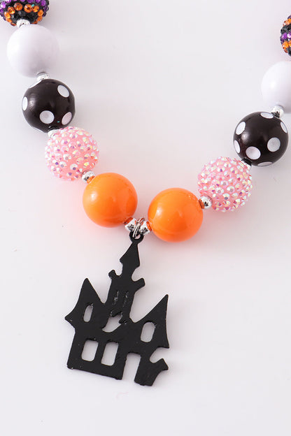 Halloween castle bubble chunky necklace