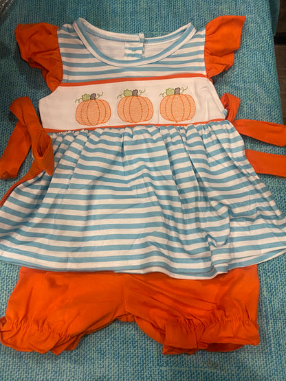 Sketch Pumpkin Girls Shorts Set 7/8