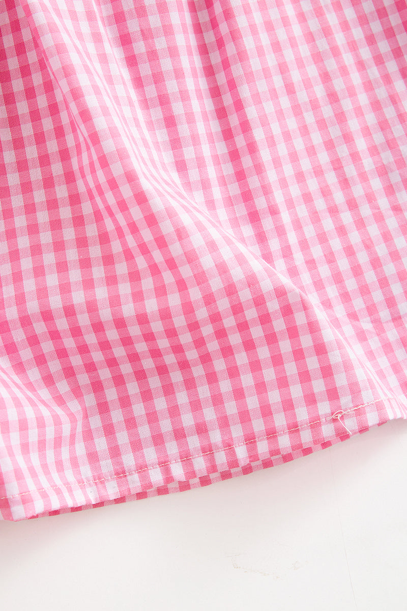 Pink plaid pumpkin smocked dress