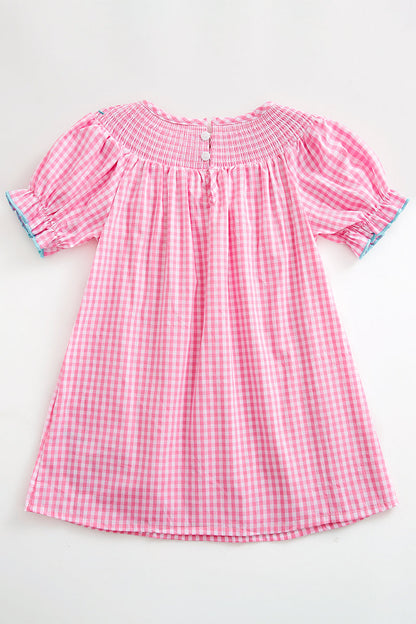 Pink plaid pumpkin smocked dress