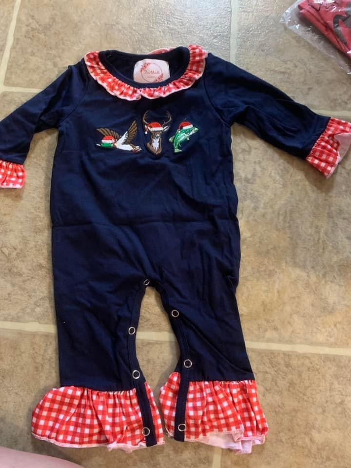 Wildlife Christmas girl romper
