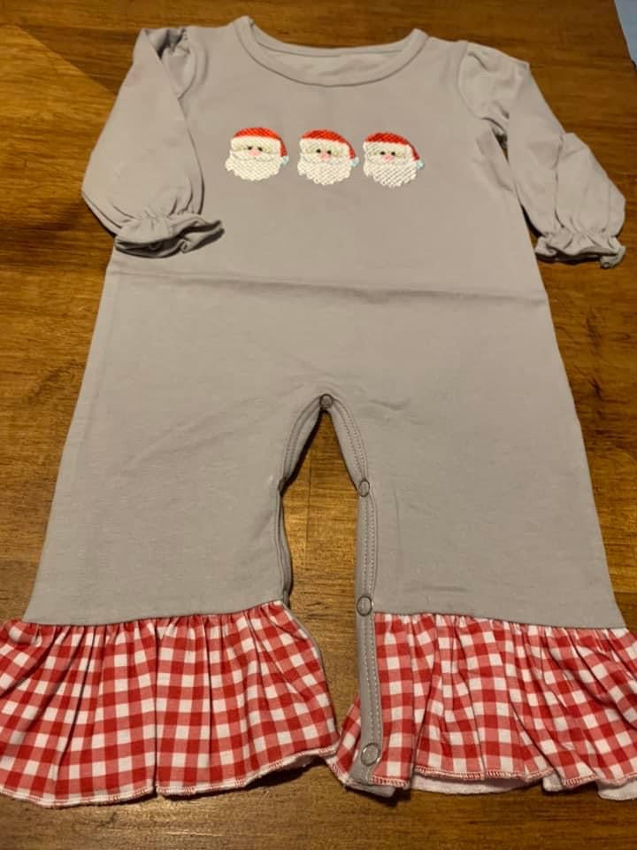 Santa trio girls romper