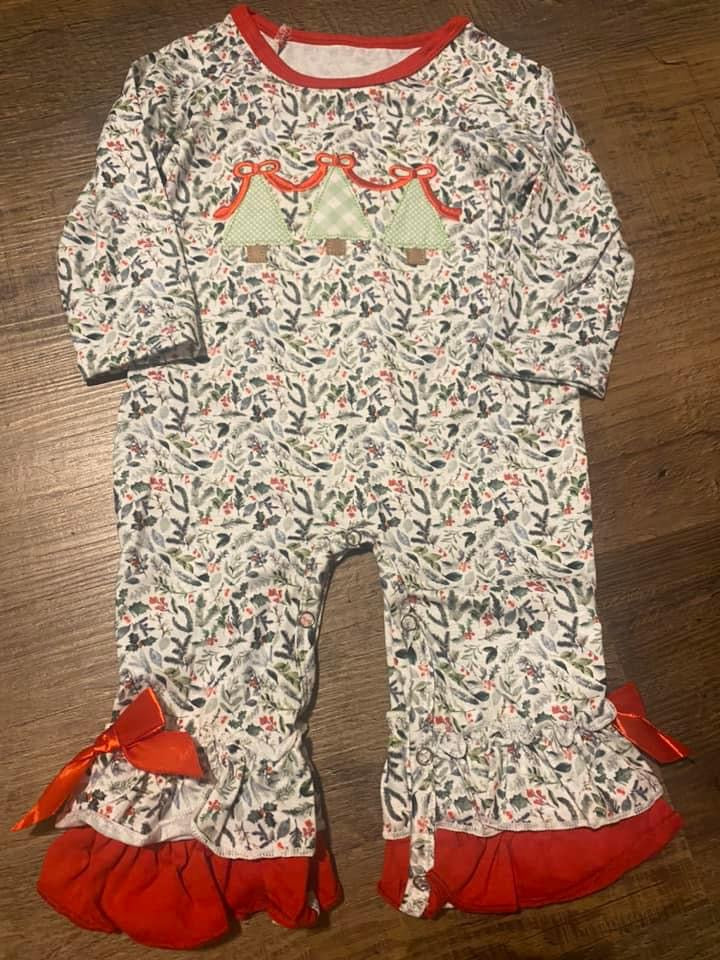 Christmas tree girls romper