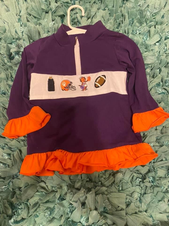 Purple and orange football zip up