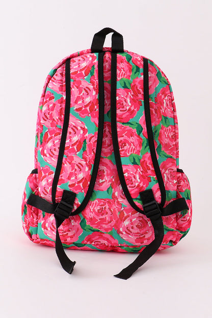 Rose print backpack bag
