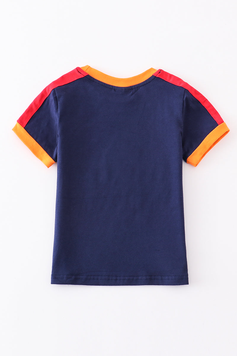 Navy back to school crayon "LEARN" boy top
