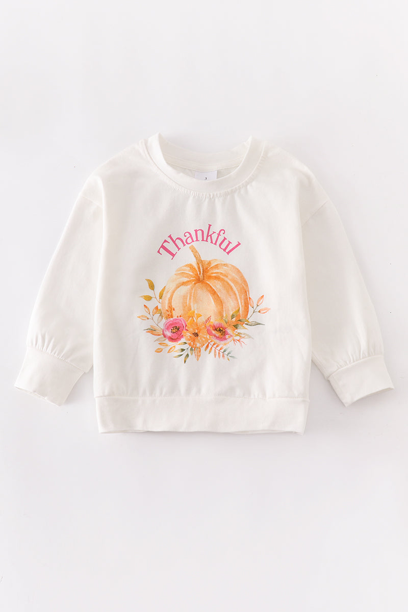 White thankful pumpkin top mommy & me