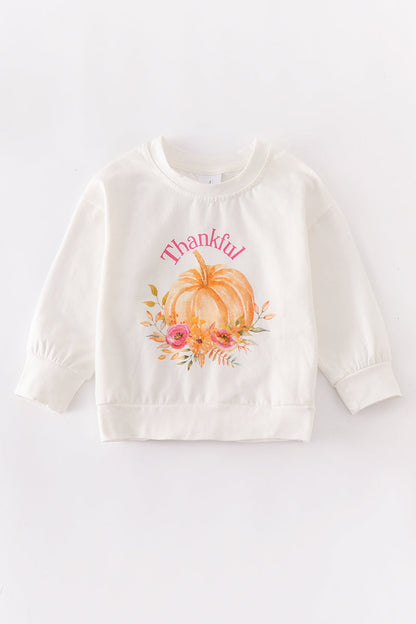 White thankful pumpkin top mommy & me