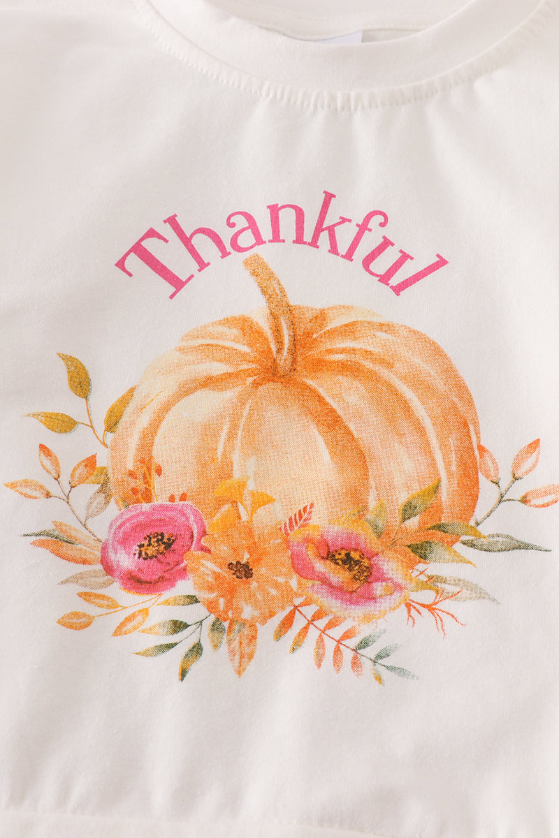 White thankful pumpkin top mommy & me