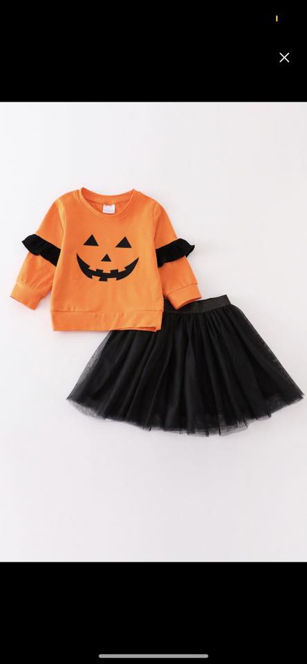 RTS PUMPKIN SWEATSHIRT WITH TULLE SKIRT